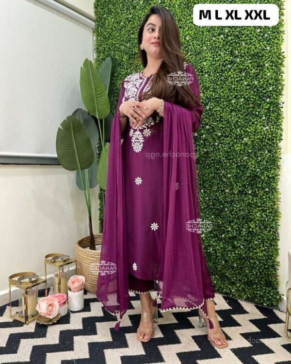 WOMES PARTY WEAR AND FORMAL ALL TIME SUITED KURTIS 3 PIECE SET FOR WOMENS (ROYAL)