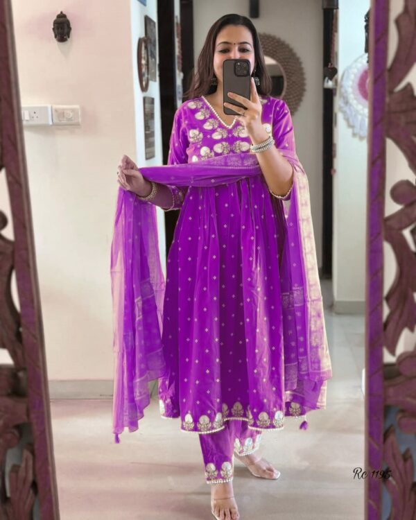 WOMES PARTY WEAR AND FORMAL ALL TIME SUITED KURTIS 3 PIECE SET FOR WOMENS (ROYAL)
