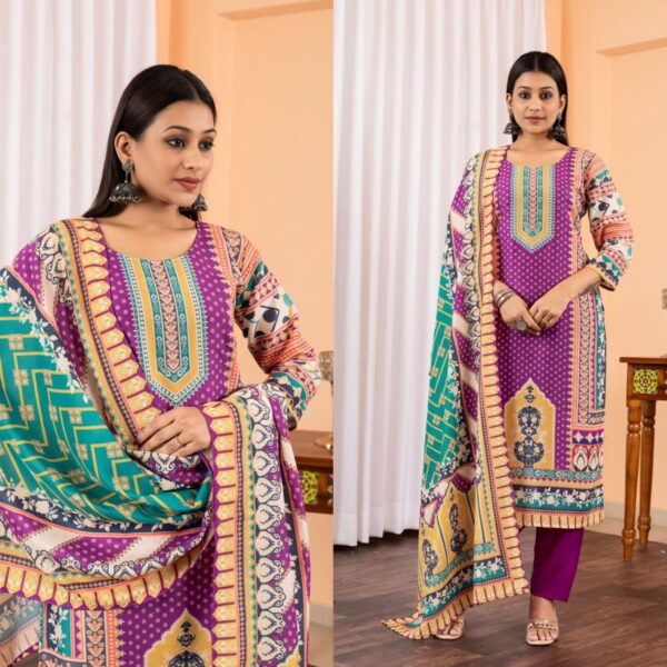 WOMES PARTY WEAR AND FORMAL ALL TIME SUITED KURTIS 3 PIECE SET FOR WOMENS (ROYAL)