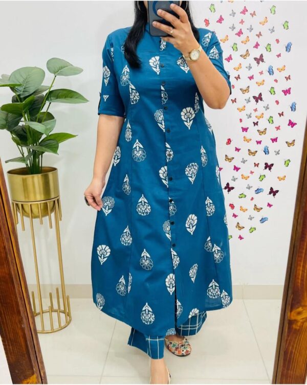 WOMES PARTY WEAR AND FORMAL ALL TIME SUITED KURTIS 3 PIECE SET FOR WOMENS (ROYAL)