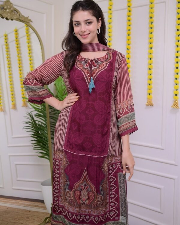WOMES PARTY WEAR AND FORMAL ALL TIME SUITED KURTIS 3 PIECE SET FOR WOMENS (ROYAL)