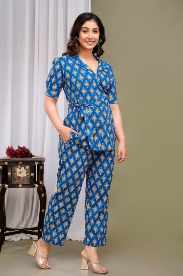 WOMES PARTY WEAR AND FORMAL ALL TIME SUITED KURTIS 3 PIECE SET FOR WOMENS (ROYAL)