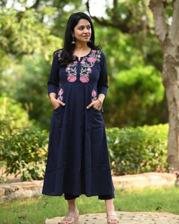 WOMES PARTY WEAR AND FORMAL ALL TIME SUITED KURTIS 3 PIECE SET FOR WOMENS (ROYAL)