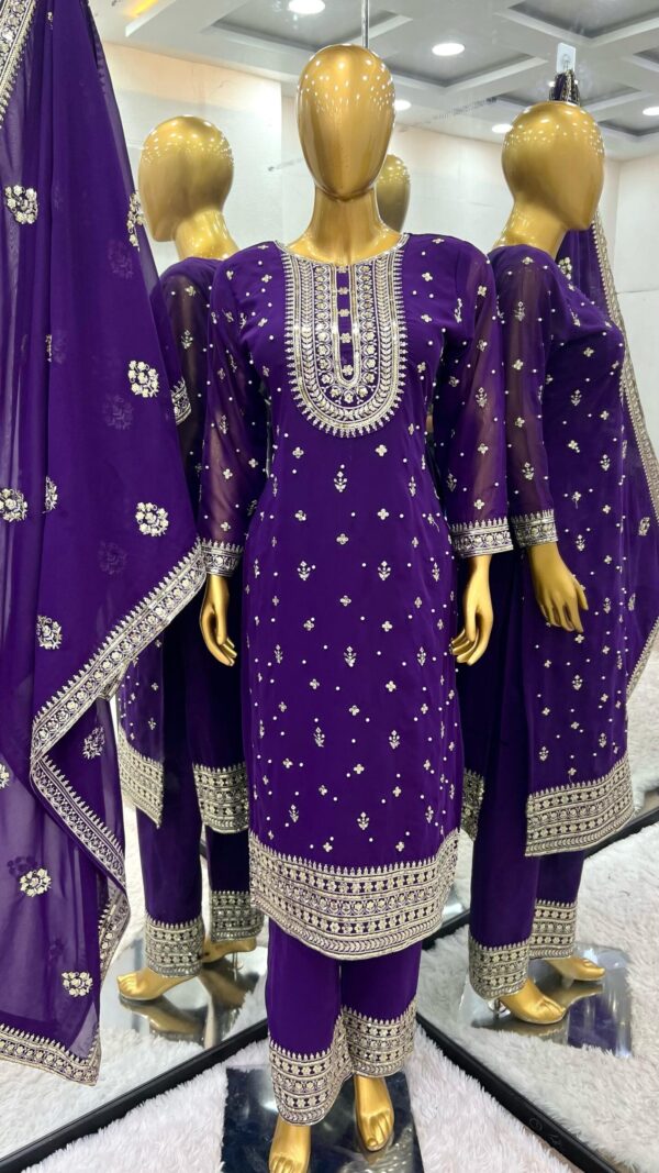 WOMES PARTY WEAR AND FORMAL ALL TIME SUITED KURTIS 3 PIECE SET FOR WOMENS (ROYAL)