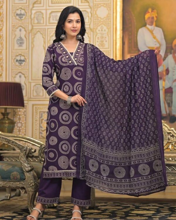 WOMES PARTY WEAR AND FORMAL ALL TIME SUITED KURTIS 3 PIECE SET FOR WOMENS (ROYAL)