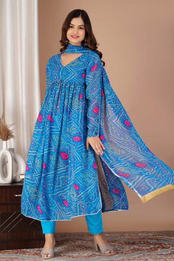 WOMES PARTY WEAR AND FORMAL ALL TIME SUITED KURTIS 3 PIECE SET FOR WOMENS (ROYAL)