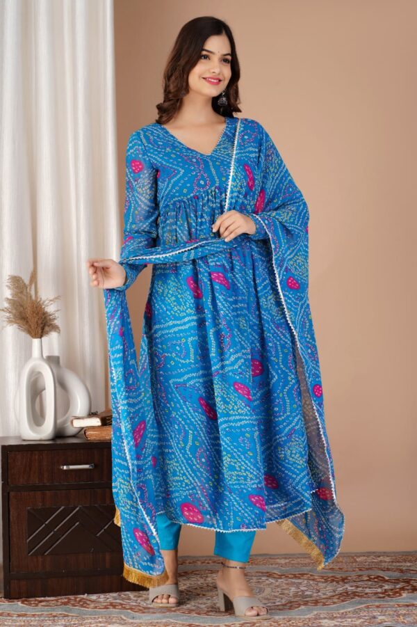 WOMES PARTY WEAR AND FORMAL ALL TIME SUITED KURTIS 3 PIECE SET FOR WOMENS (ROYAL)
