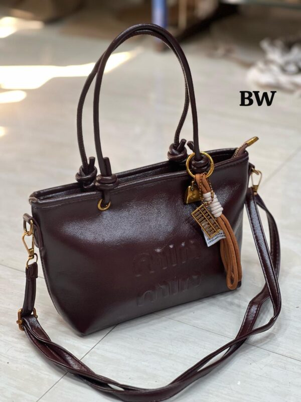 Brown Croc-Embossed Shoulder Bag with Front Buckle (Alternate View)