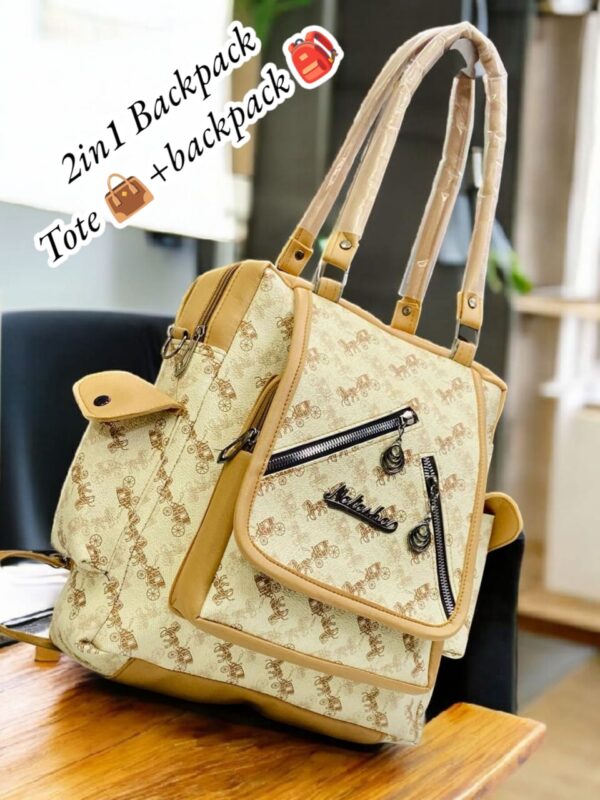 2-in-1 Monogrammed Tote & Backpack Set with Front Pockets