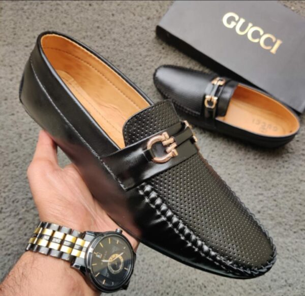 Gucci Style Perforated Loafers (Black)
