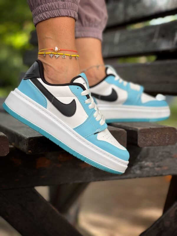 Nike Platform Sneakers (White/Light Blue/Black Swoosh)