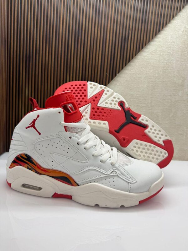 Air Jordan High-Top Sneakers (White/Red/Orange Accents)