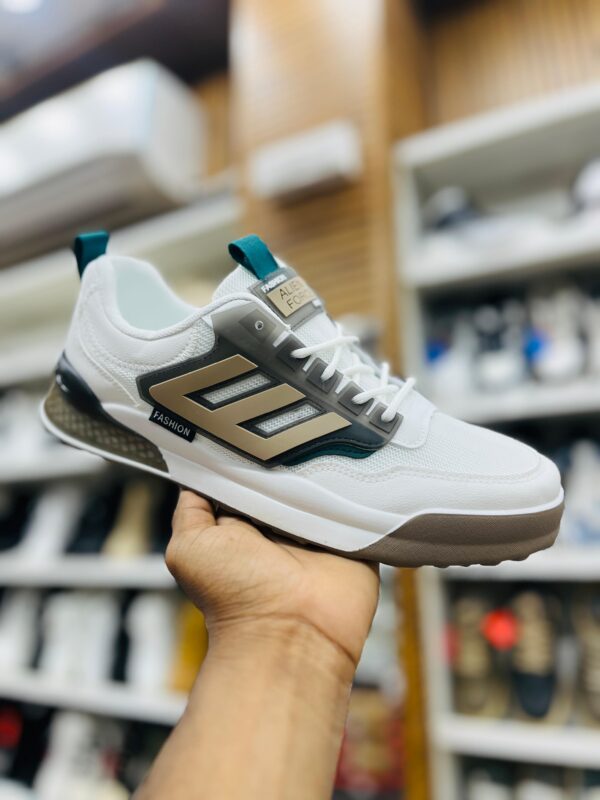 Fashion Sneakers (White/Brown/Teal)