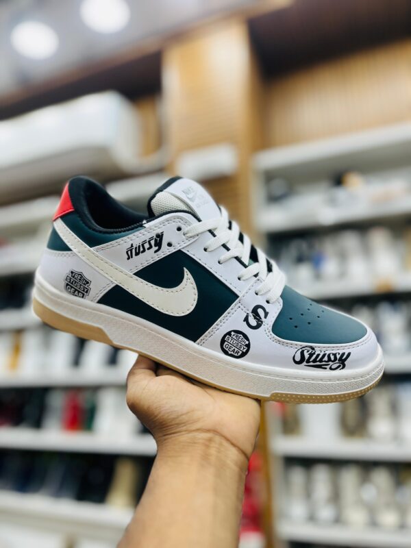 Stussy Nike Style Sneakers (White/Dark Teal/White Swoosh)