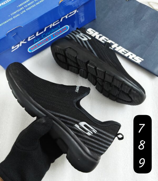 Skechers Air-Cooled Memory Foam Slip-On (Black with Stripes)