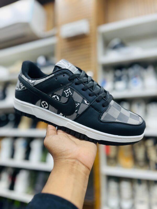 Louis Vuitton Nike Dunk Low Style Sneakers (Black/Grey Monogram)