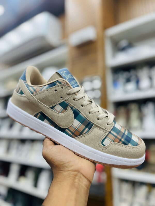 Burberry Nike Dunk Low Style Sneakers (Tan/Plaid/Blue/Green)